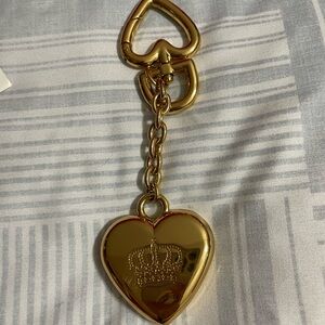 Juicy Couture Gold Heart Keychain with Crown